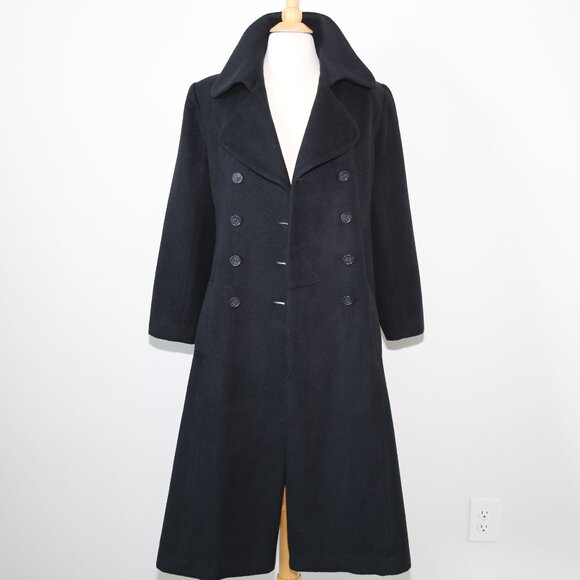 Authentic LOVE OTHER Classic double breasted long wool coat black EUC - Picture 4 of 13